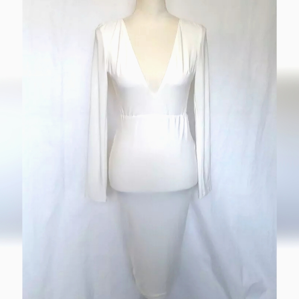 Abyss By Abby Designer Cream Open Back Cocktail Mini Dress XS